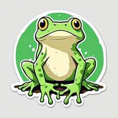 Fototapeta premium Cute Green Frog Cartoon Illustration. (1)