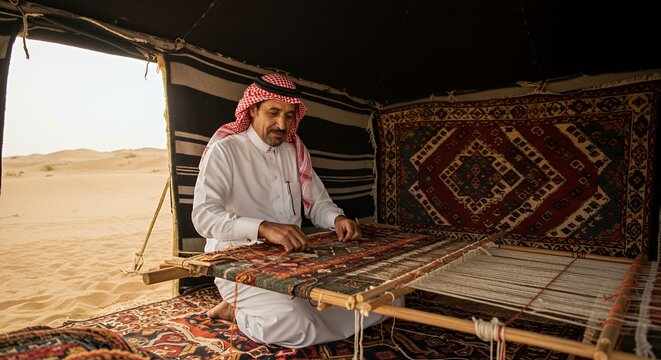 Desert Weaver: A Bedouin Craftsman Creates Traditional Rugs in the Arabian Sands