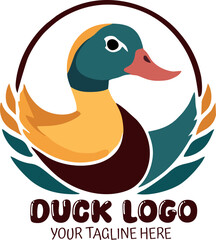 Duck logo icon silhouette vector, duck typography, duck logo vector illustration, duck head logo template.