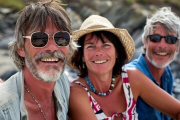 Portrait of a happy senior couple on the beach in summer.