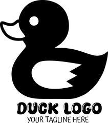 Duck logo icon silhouette vector, duck typography, duck logo vector illustration, duck head logo template.