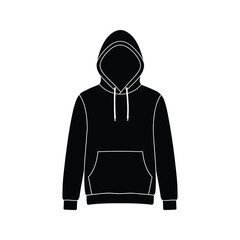 Black Hoodie Template Front View Simple Design  Clothing Mockup Apparel Illustration