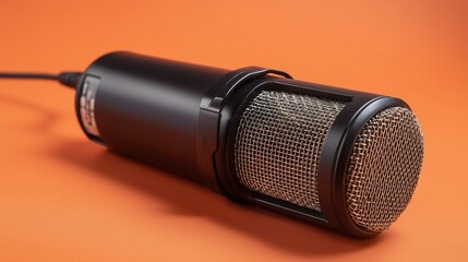 Obraz premium Professional studio microphone with sleek design, symbolizing modern audio excellence.