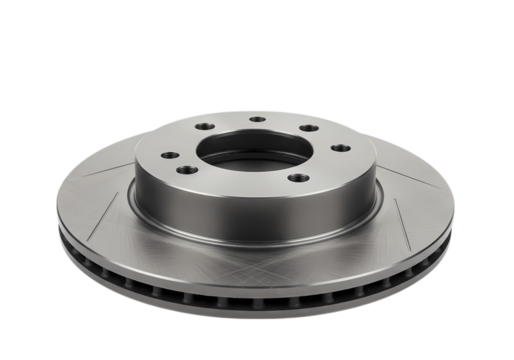 Detailed View of a Perforated Brake Rotor isolated on transparent background