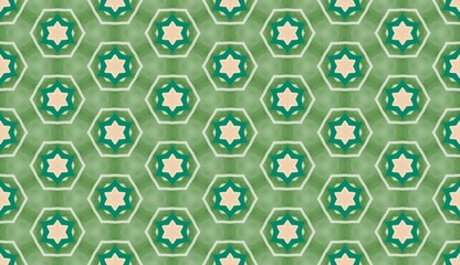 Seamless star pattern with white hexagon, a vintage illustration for textile design or wallpaper