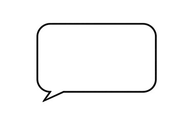 A simple, black, rectangular speech bubble with rounded corners and a subtle textured outline