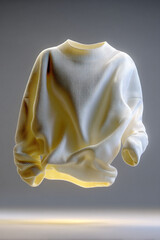 White Sweater Floating Horizontally in the air. Clothing Mockup Concept