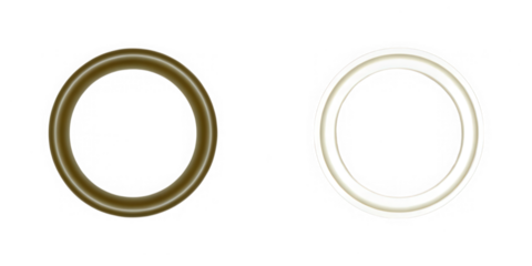 Two different colored rings with a metallic sheen isolated on transparent background