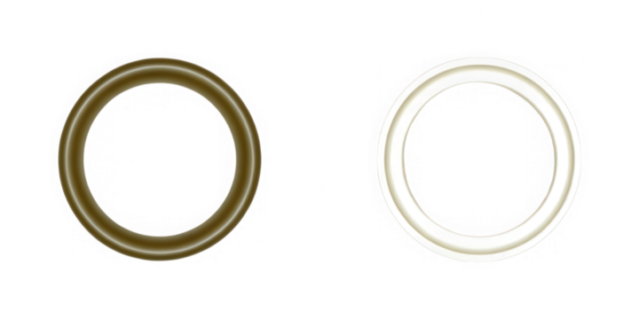 Two different colored rings with a metallic sheen isolated on transparent background