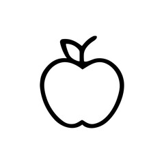 Minimalist Line Art Apple Fruit Isolated Outline Style Icon