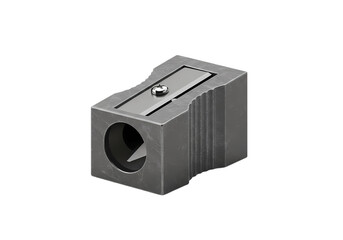 Obraz premium Closeup View of a Gray Metal Pencil Sharpener isolated on transparent baackground