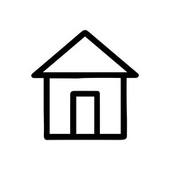 Simple Outline Handdrawn Home Shape Minimalist Line Art Icon