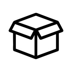 Simple Outline Empty Cardboard Box Icon for Delivery Packaging Element