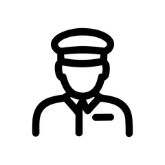 Minimalist Outline Style of Bellhop Line Drawing Style with Hat Icon