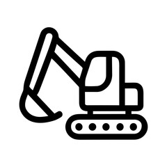 Minimalist Line Excavator Construction Vehicle Transport Machine Heavy Equipment Icon