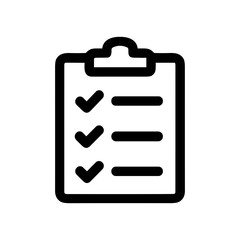 Simple Outline Clipboard Checklist with Checkmarks and Lines Task Sign