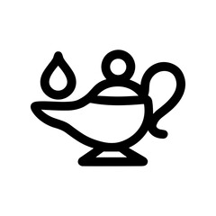 Simple Outline Genie Lamp with Drop Icon Illustration Design
