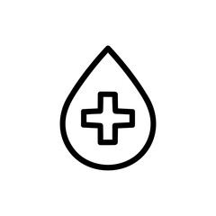 Minimalist Outline Blood Donation Drop with Plus Sign Healthcare Icon