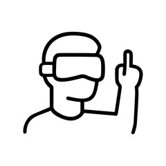 Outline Line Drawing Middle Finger VR Gaming Metaverse Avatar Illustration