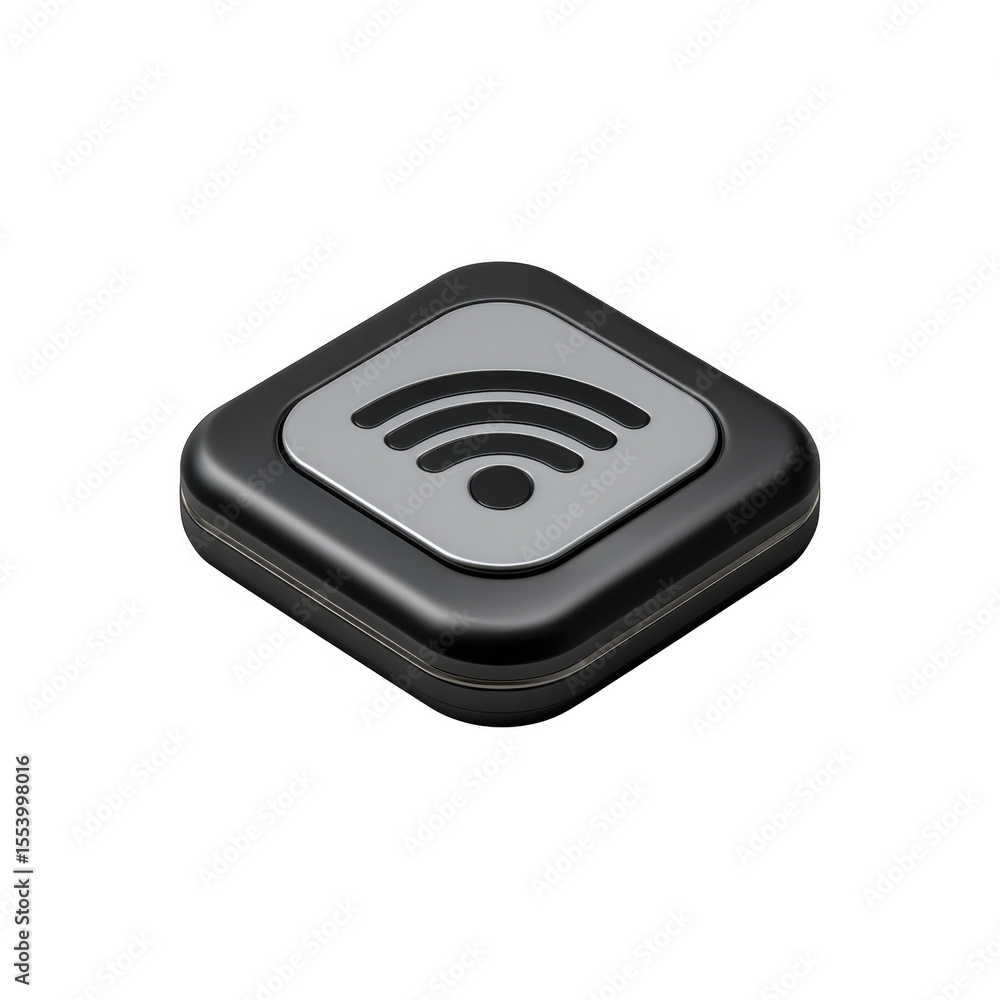 Poster 3d render of wifi button isolated on transparent background