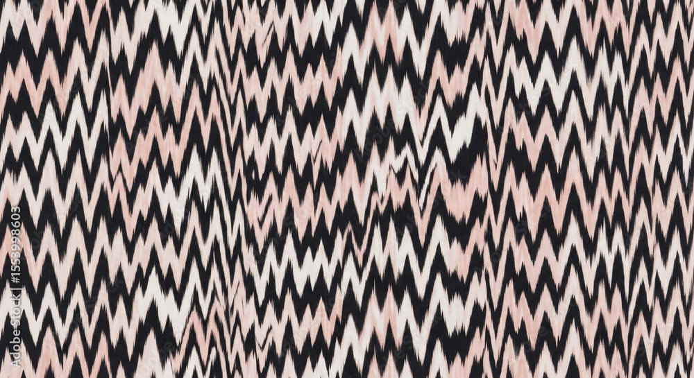 Poster abstract chevron pattern featuring dynamic black and soft blush pink zigzags, creating a modern and 