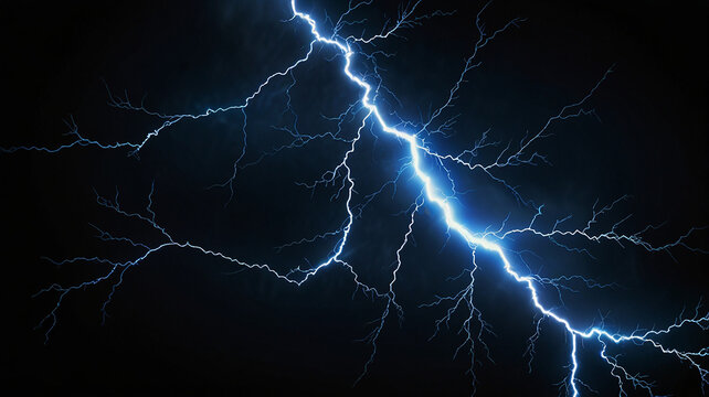 blue lightning isolated on black background