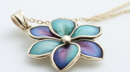 Naklejka premium Detailed close-up of a flower-shaped pendant.