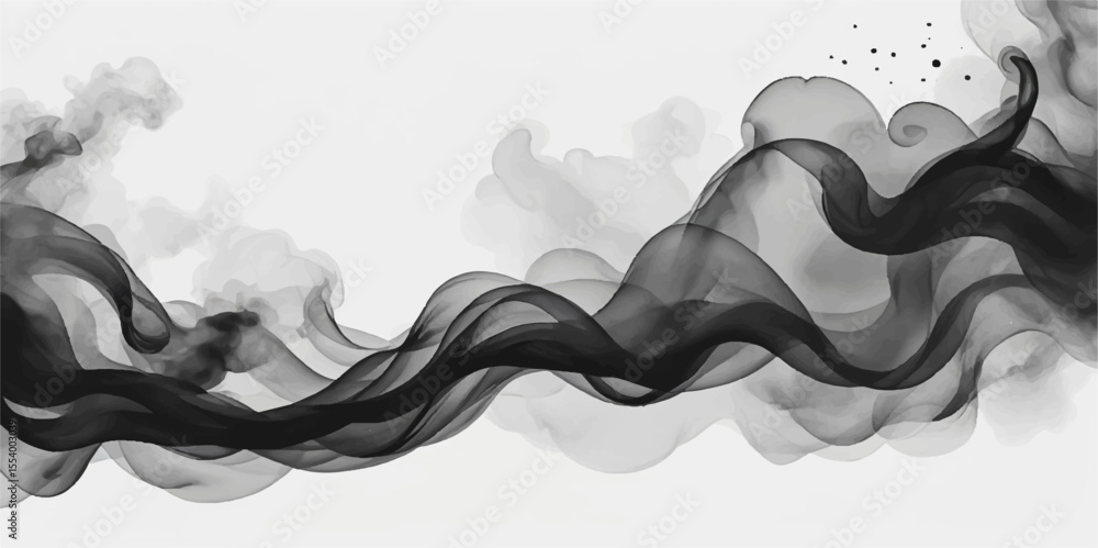 Poster abstract smoke on white forms a blue ocean wave pattern with a light curve and motion style