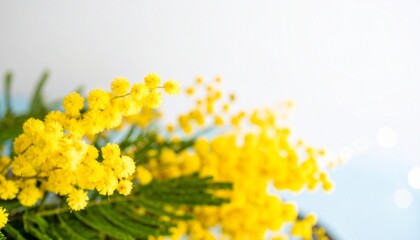 キラキラ輝くミモザの花 背景画像バナー素材