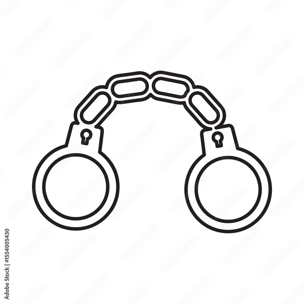 Poster handcuffs icon or logo isolated sign, vector linear illustration for web and app..eps