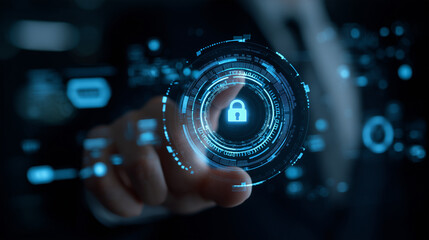 Futuristic Holographic Interface Representing Cybersecurity