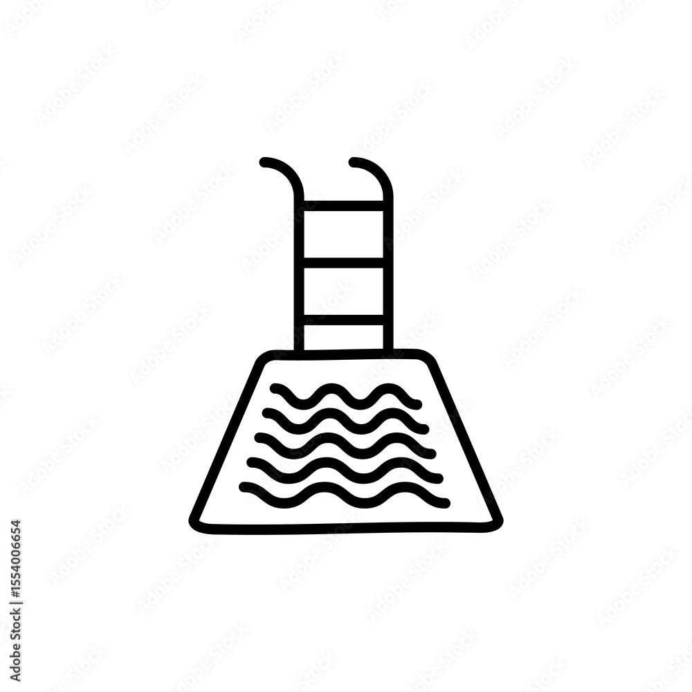 Poster swimming pool icon or logo, vector simple linear illustration for web and app..eps