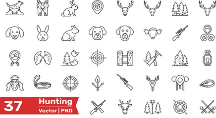 Hunting Vector Icons - Simple Outline Style
