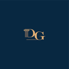 with monogram and pillar concept of elegant attorney design DG classy law logo letter