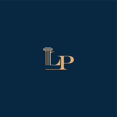 with monogram and pillar concept of elegant attorney design LP classy law logo letter