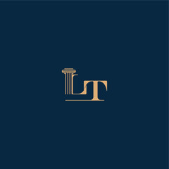 with monogram and pillar concept of elegant attorney design LT classy law logo letter