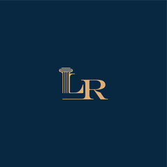 with monogram and pillar concept of elegant attorney design LR classy law logo letter