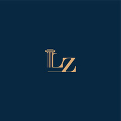 with monogram and pillar concept of elegant attorney design LZ classy law logo letter