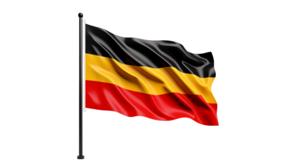 Waving flag of Tamil Nadu India on a flagpole against a transparent background