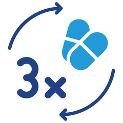 The bottle icon and the instruction to take the medicine three times a day are effective in communicating the frequency of taking the medicine.