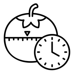 Pomodoro technique icon for time management with tomato timer