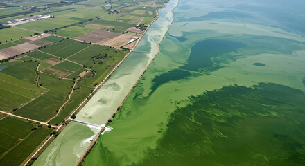 Aerial View of Farmland Runoff