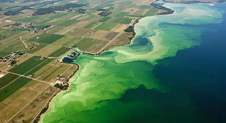 Aerial View of Farmland Runoff