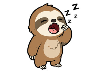 Obraz premium Adorable Sleepy Sloth Illustration Cute Cartoon Animal Design