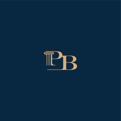 with monogram and pillar concept of elegant attorney design PB classy law logo letter