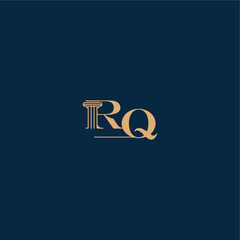 with monogram and pillar concept of elegant attorney design RQ classy law logo letter