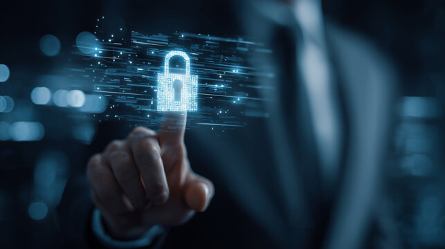 Futuristic Holographic Interface Representing Cybersecurity