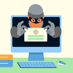 Hacker impersonation identity theft vector illustration