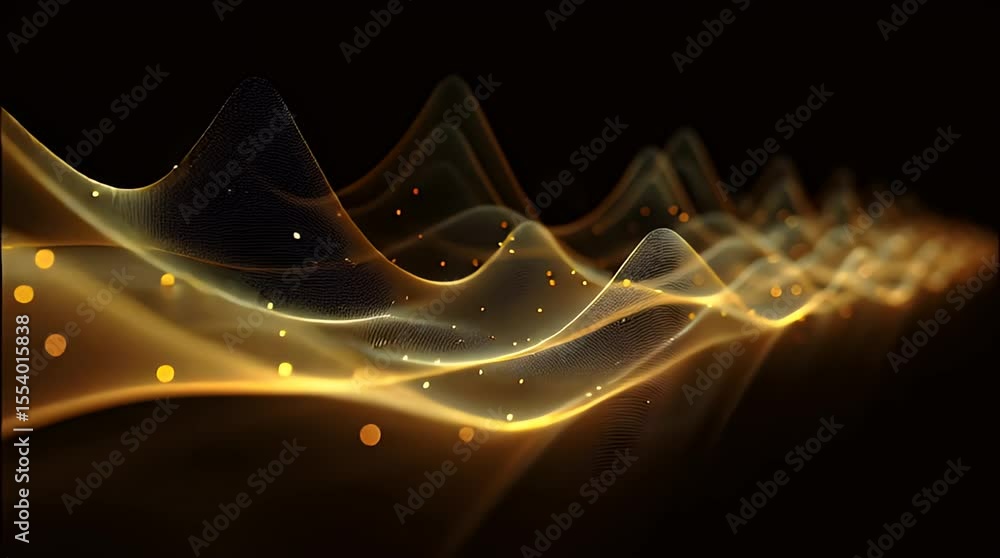 Poster dynamic waves of light and color flowing against a dark background