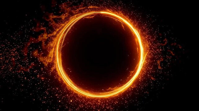 In the absolute void of deep space, a perfect circle of fire materializes. 